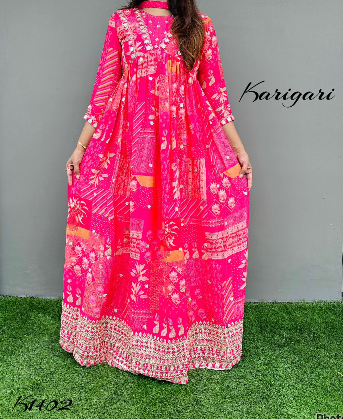 karigari by DKH k1402 Premium pure Georgette Alia pattern gown