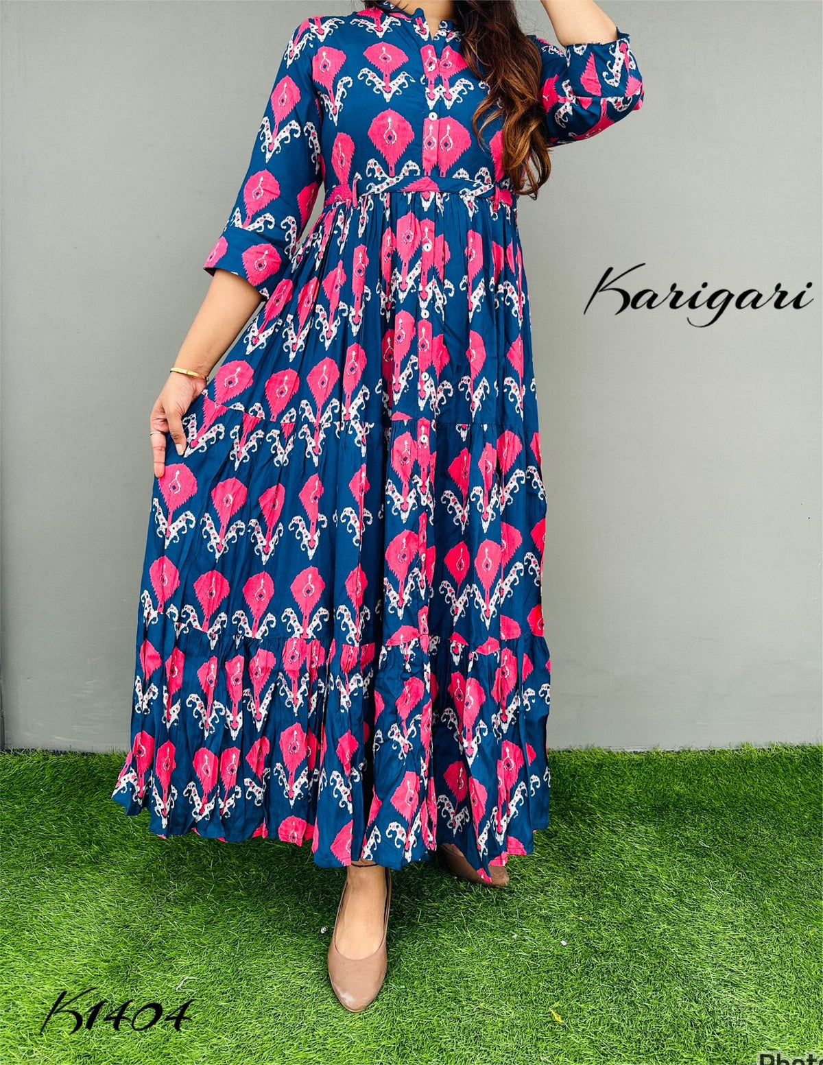 k1404 Premium Russian silk gown beautifully printed…