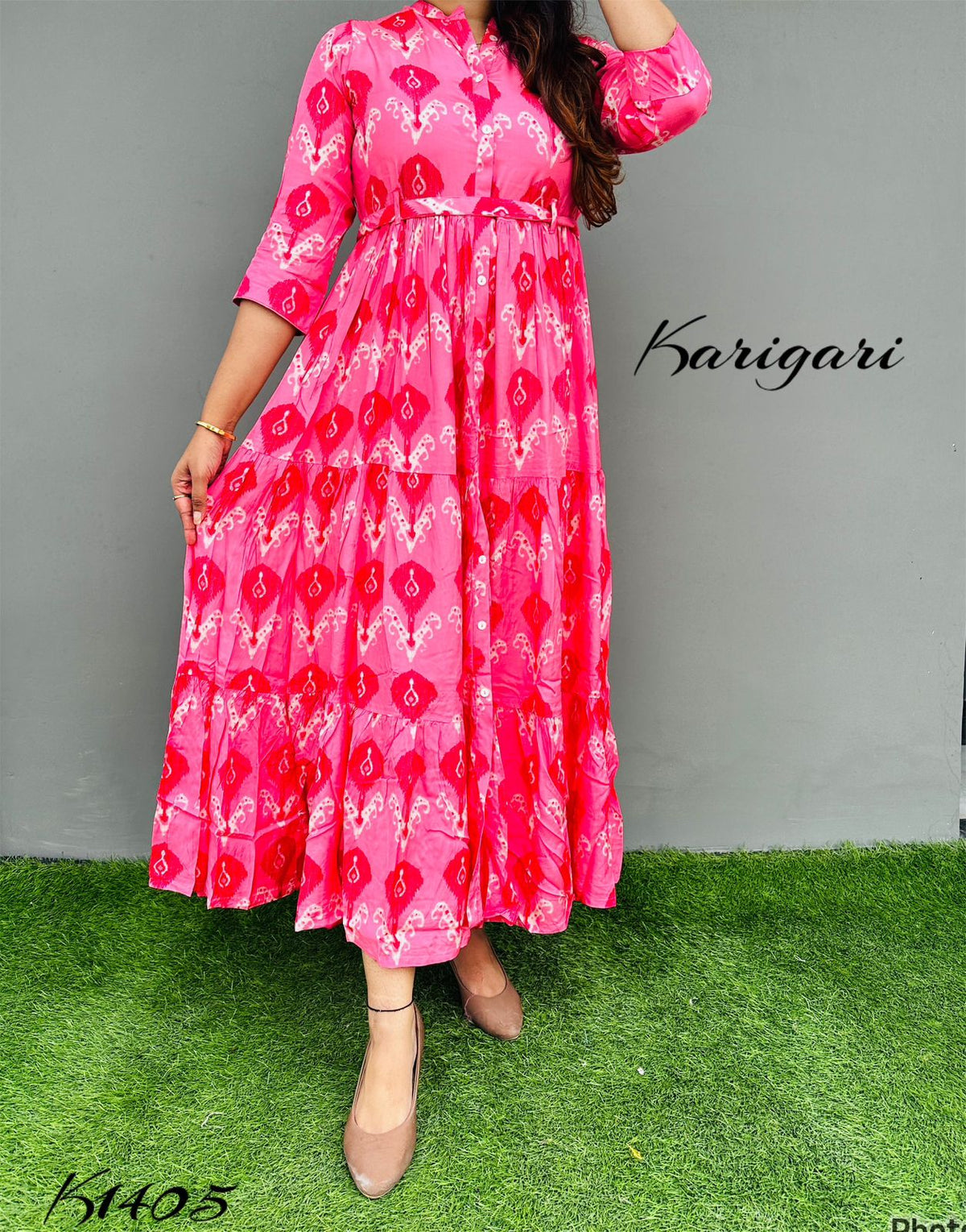 k1405 Premium Russian silk gown beautifully printed…