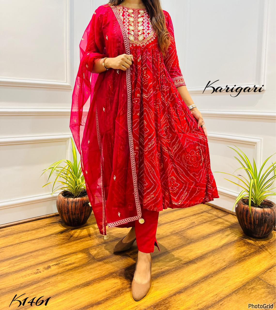 karigari by DKH k1461 Premium heavy rayon 3 pc suit set