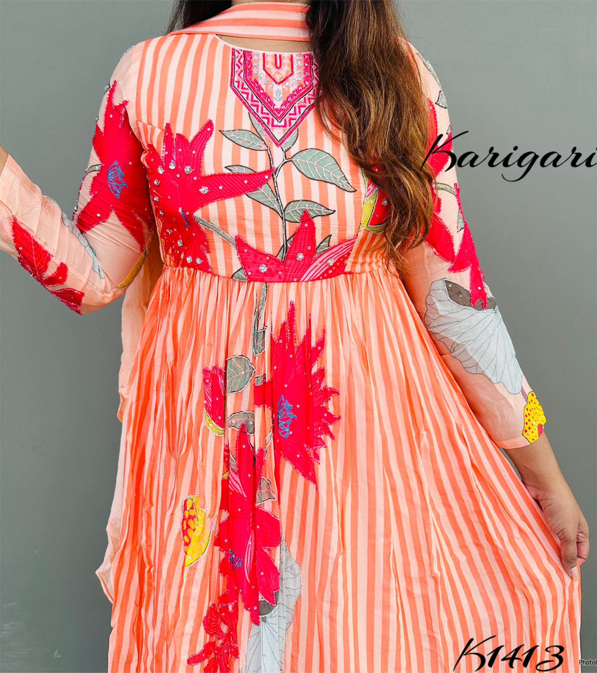 karigari by DKh k1413 Premium chinnon beautifully digital printed gown