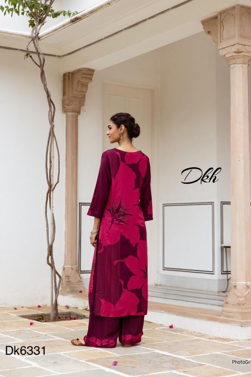 DKH Dk6331 Premium German rayon kurti plazo set