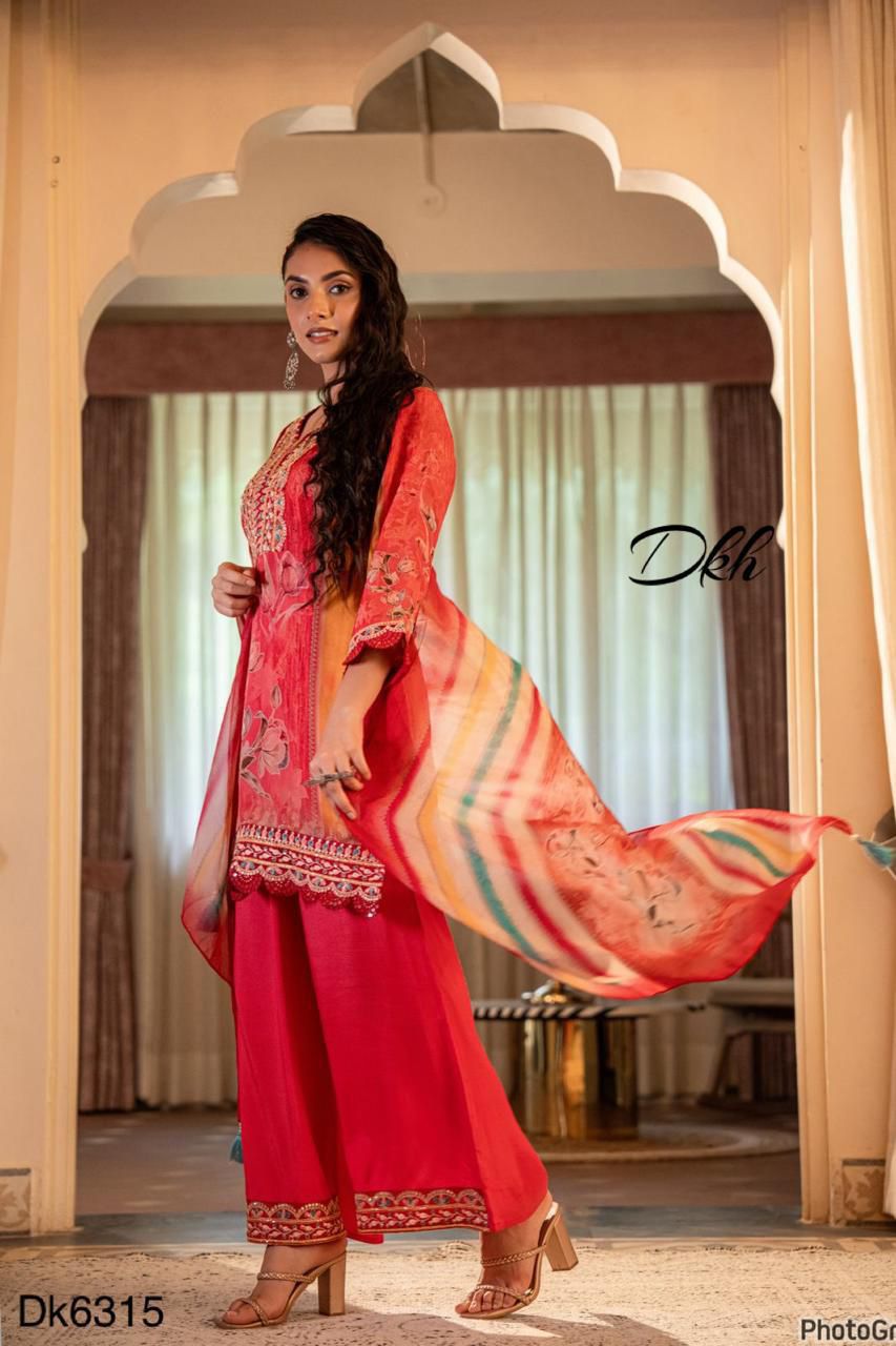 DKH Dk6315 Premium viscose organza 3 pc suit set