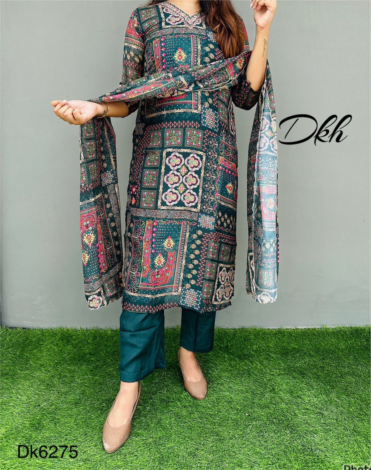 DKH Dk6275 Premium pure organza silk 3 pc suit set