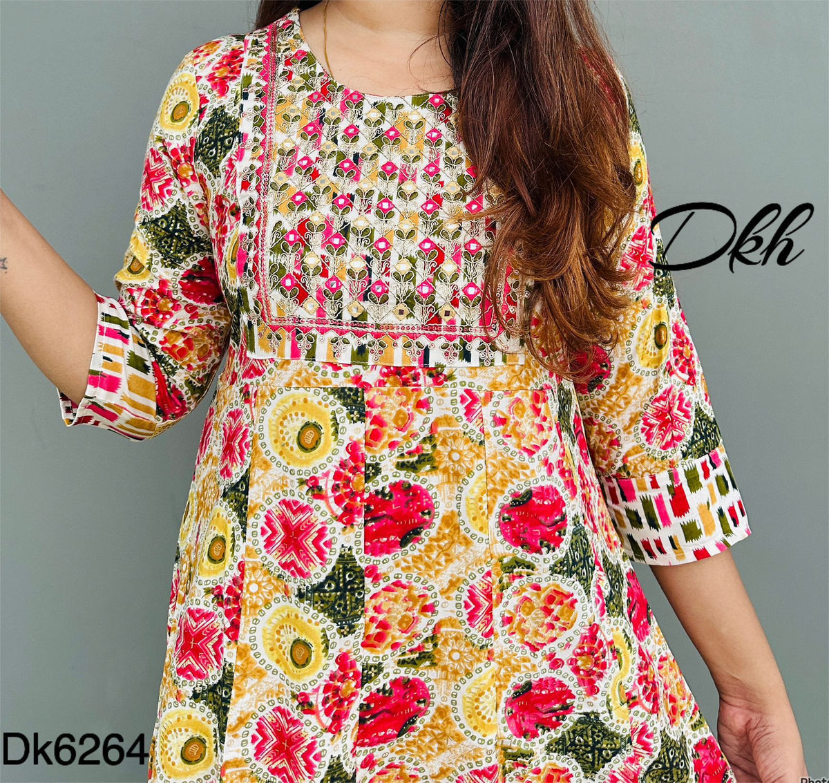 DKH Dk6264 Premium rayon printed middi gown