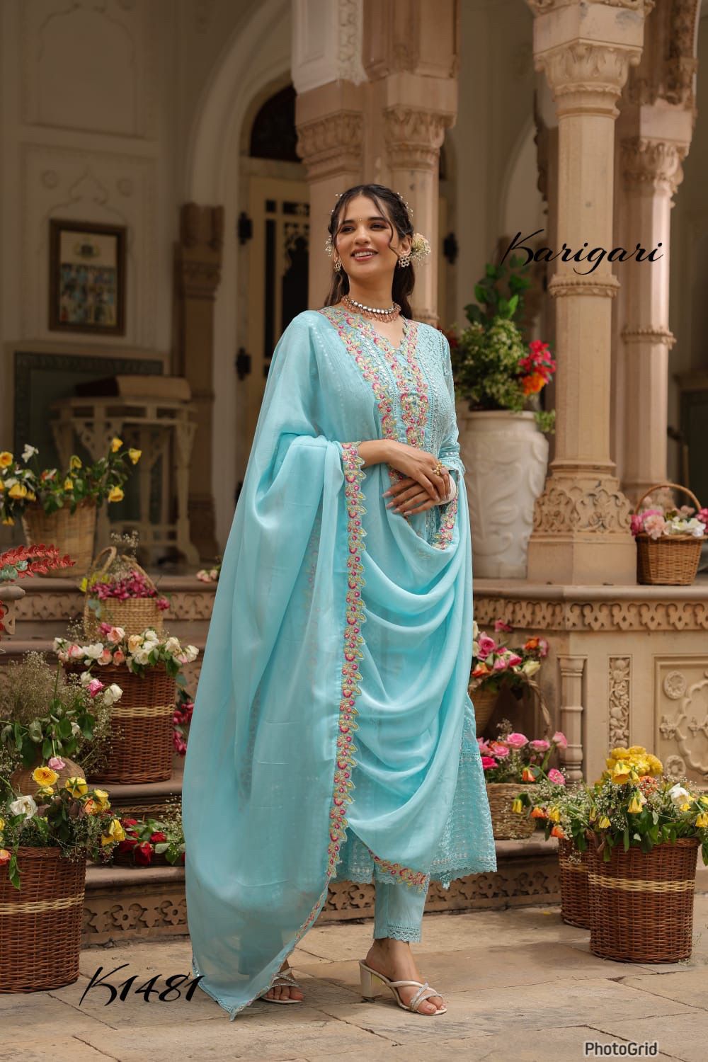 karigari by DKH k1481 Premium organza 3 pc anarkali suit set