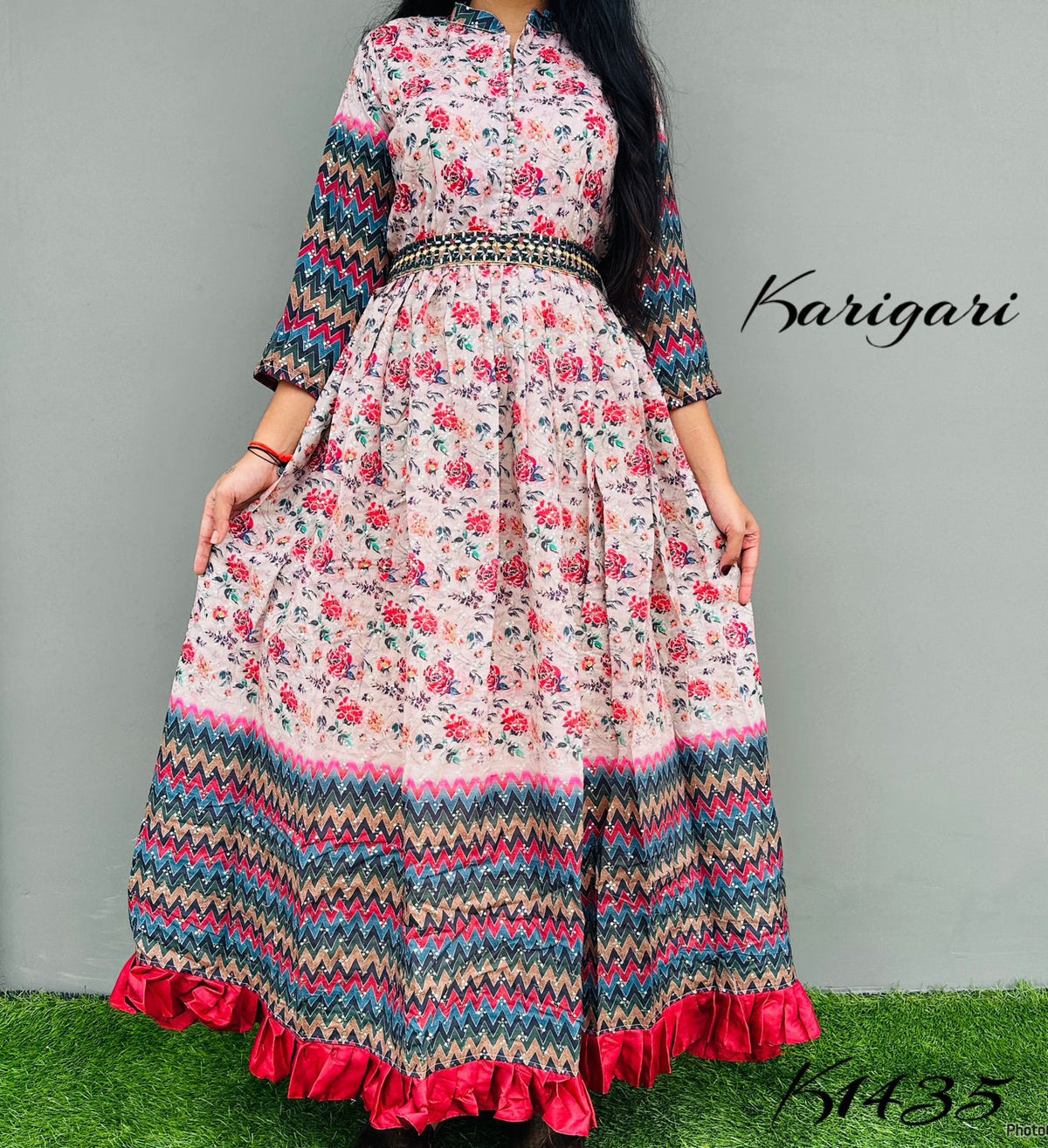 Karigari by DKH k1435 Premium maslin silk digital printed gown