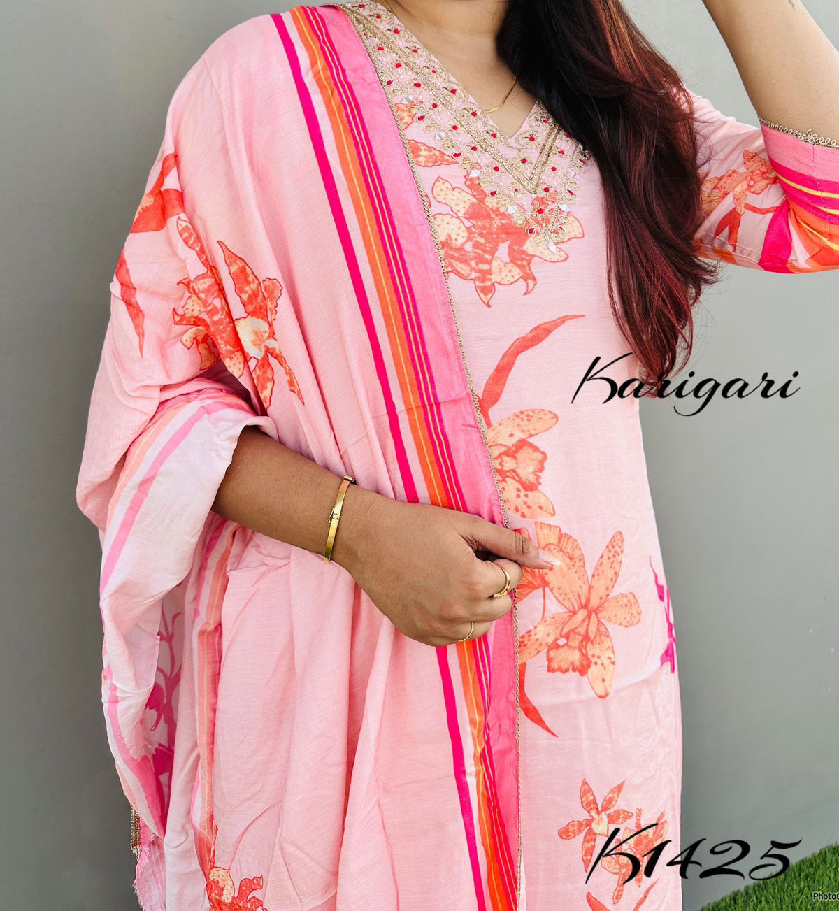 karigari by DKH k1425 Premium maslin 3 pc suit set