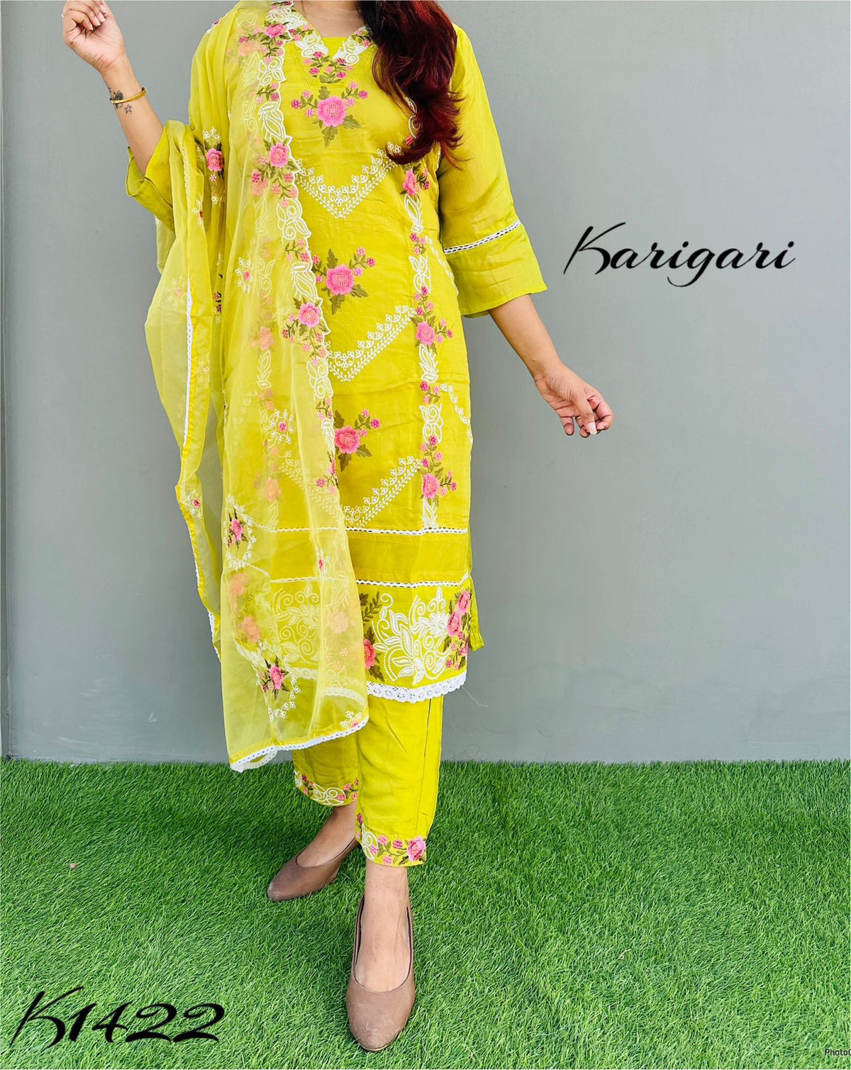 KARIGARI BY DKH K1422 Premium organza 3 pc suit