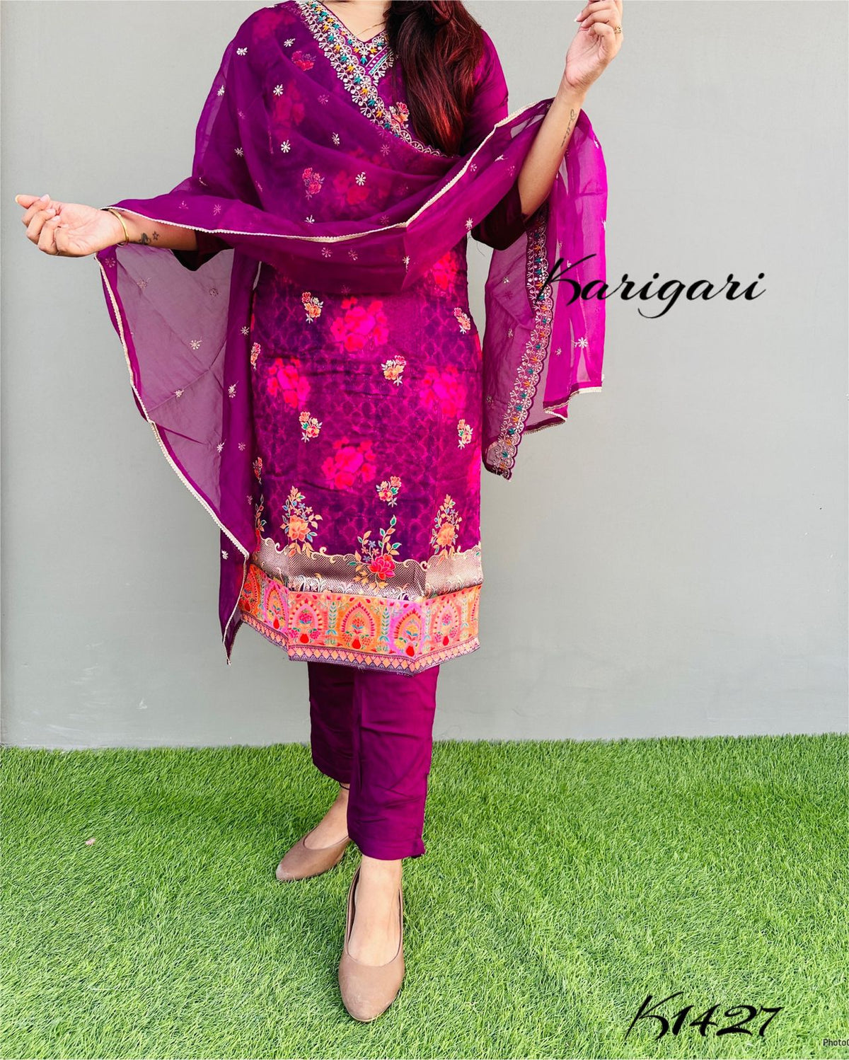 karigari by DKH k1427 Premium Russian jacquard 3 pc suit set