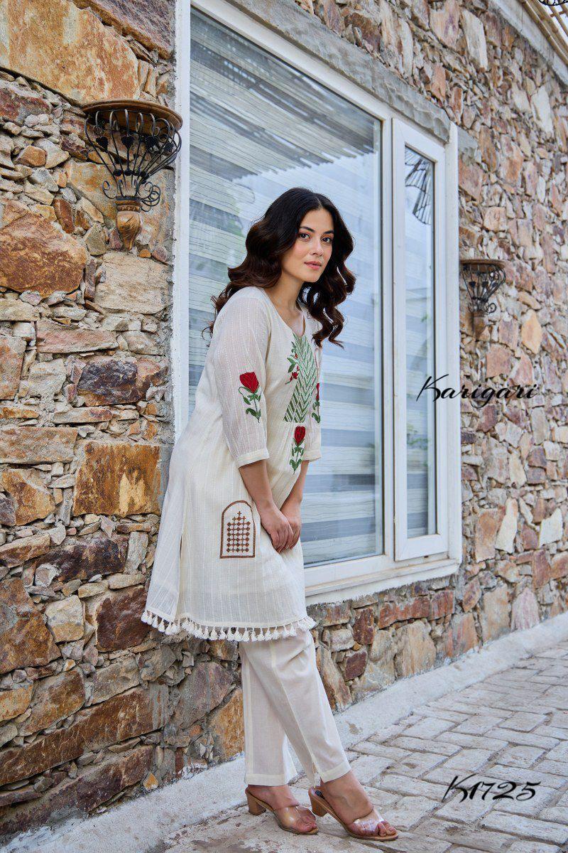 Elegant Cotton Cord Set with Intricate Embroidery – K1725