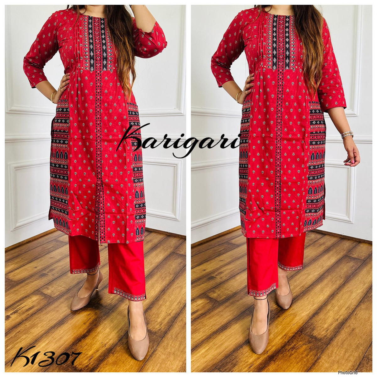 karigari by DKH k1307  Premium cotton straight 3pc suit set