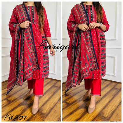 karigari by DKH k1307  Premium cotton straight 3pc suit set