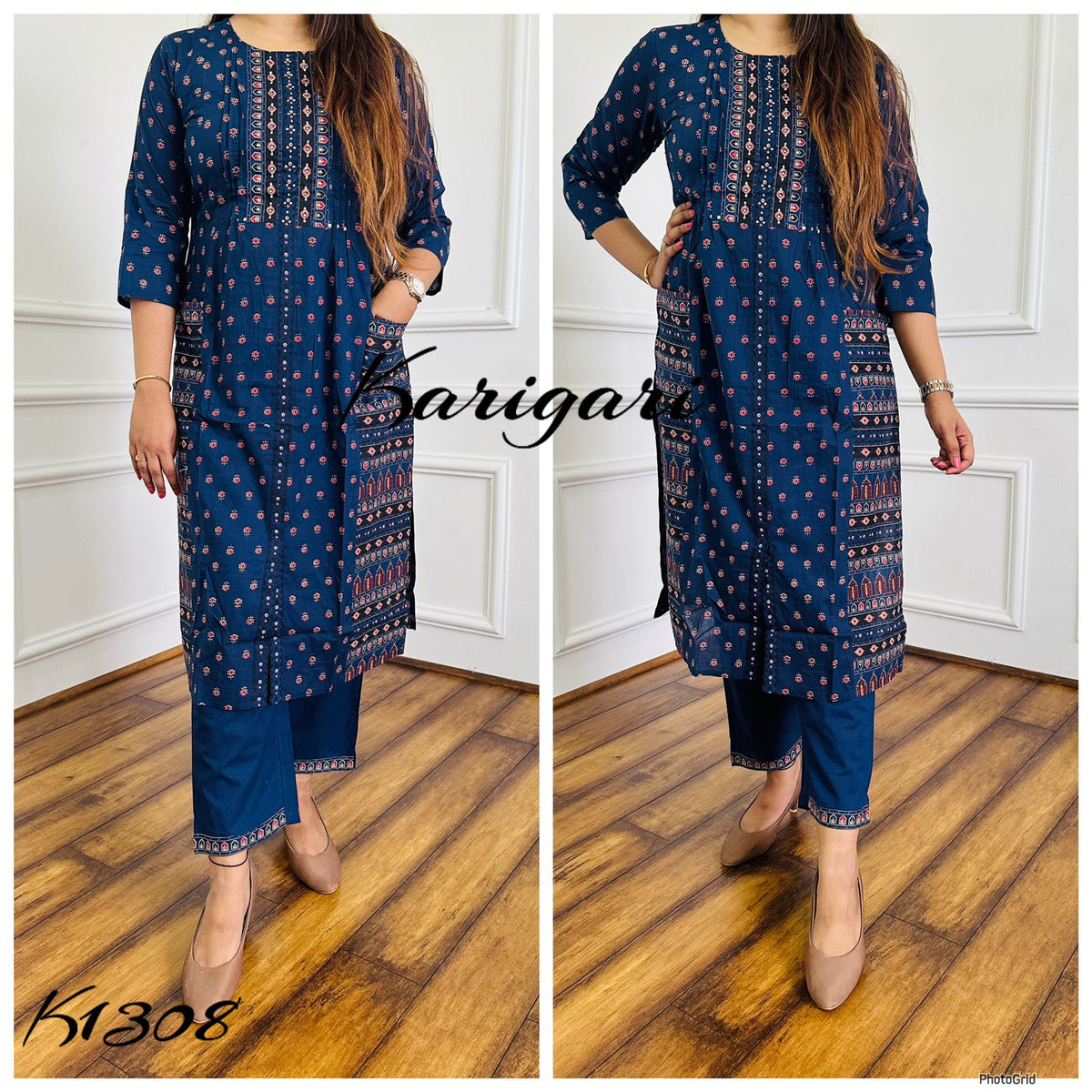 karigari by DKH k1308  Premium cotton straight 3pc suit set