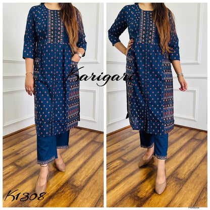 karigari by DKH k1308  Premium cotton straight 3pc suit set
