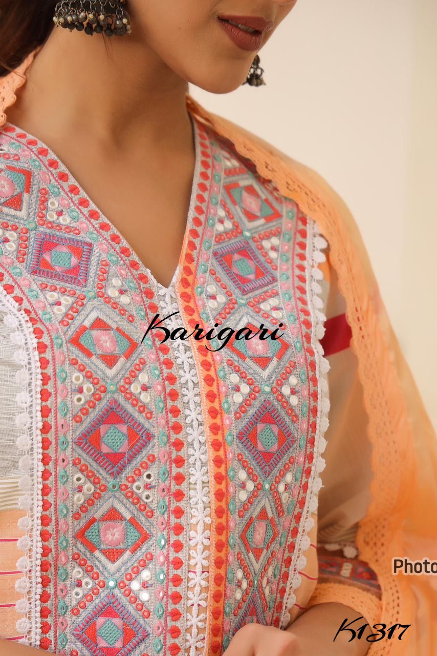 karigari by DKH K1317  Premium cotton 3 pc suit set
