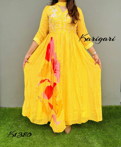 karigari by DKH K1380  Premium georgette lehriya gown