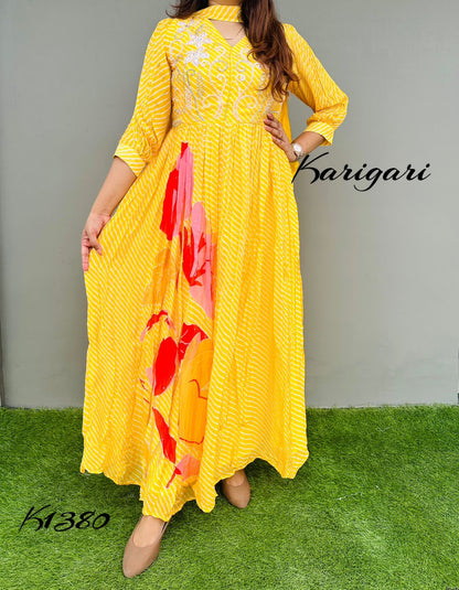 karigari by DKH K1380  Premium georgette lehriya gown