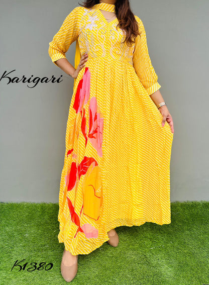 karigari by DKH K1380  Premium georgette lehriya gown