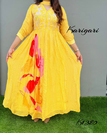 karigari by DKH K1380  Premium georgette lehriya gown
