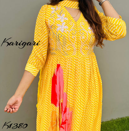 karigari by DKH K1380  Premium georgette lehriya gown