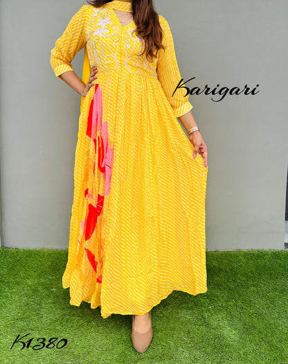 karigari by DKH K1380  Premium georgette lehriya gown
