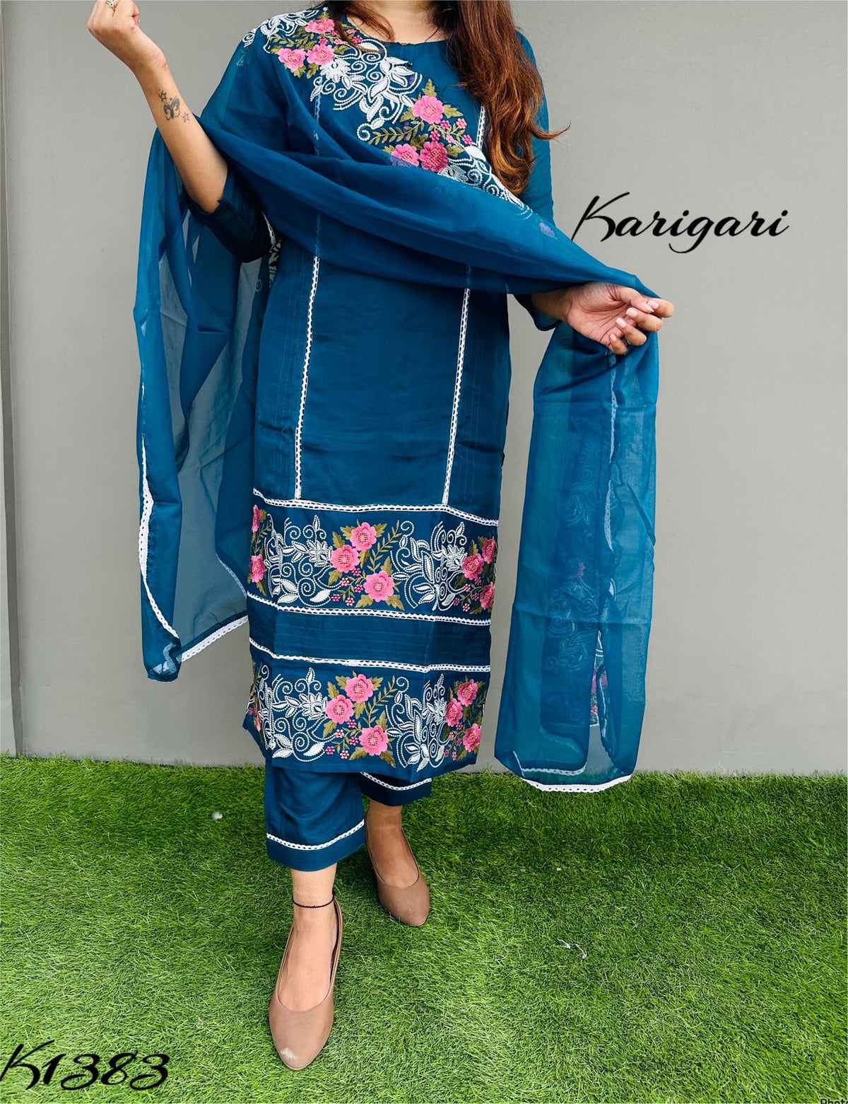 karigari by DKH k1383 Premium pure organza 3 pc suit set