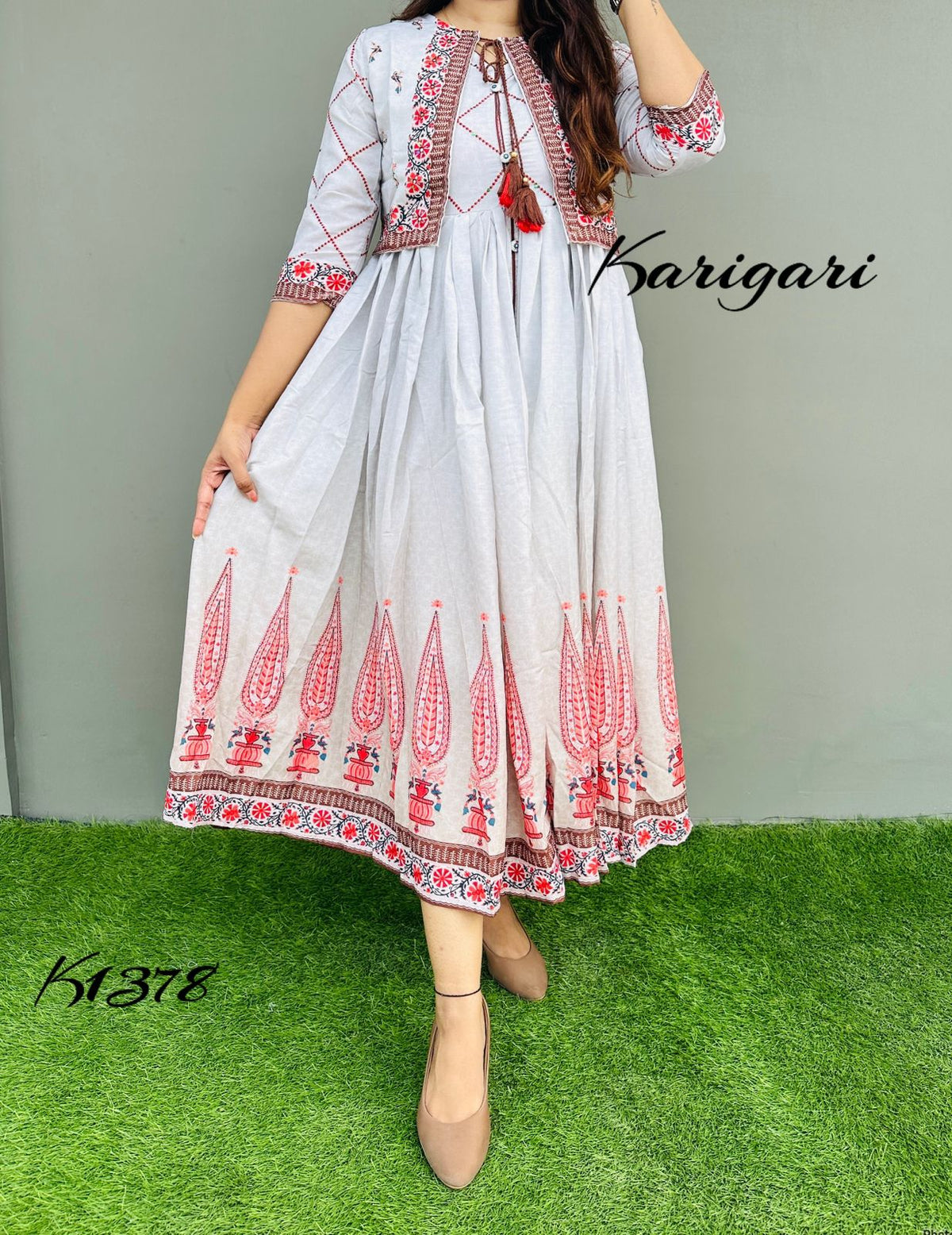 Karigari by DKH k1378  Premium modal fabric beautifully printed flare gown