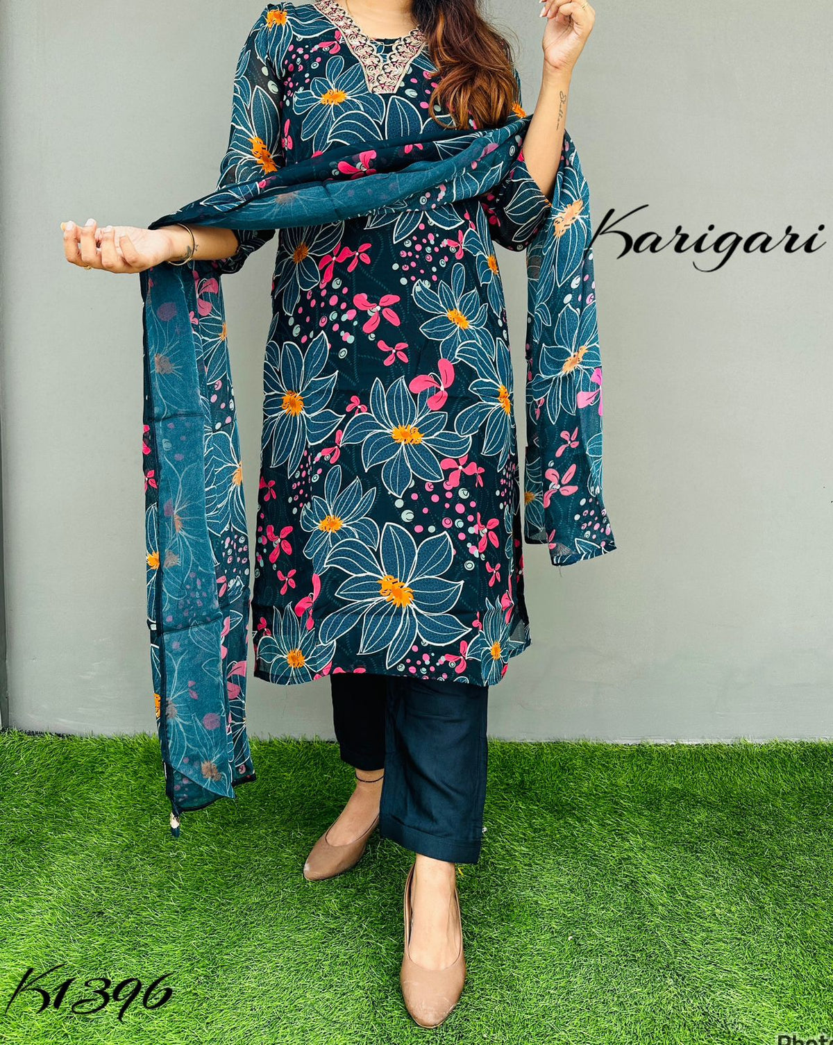 karigari by DKH k1396  Premium pure organza digital printed 3 pc suit set