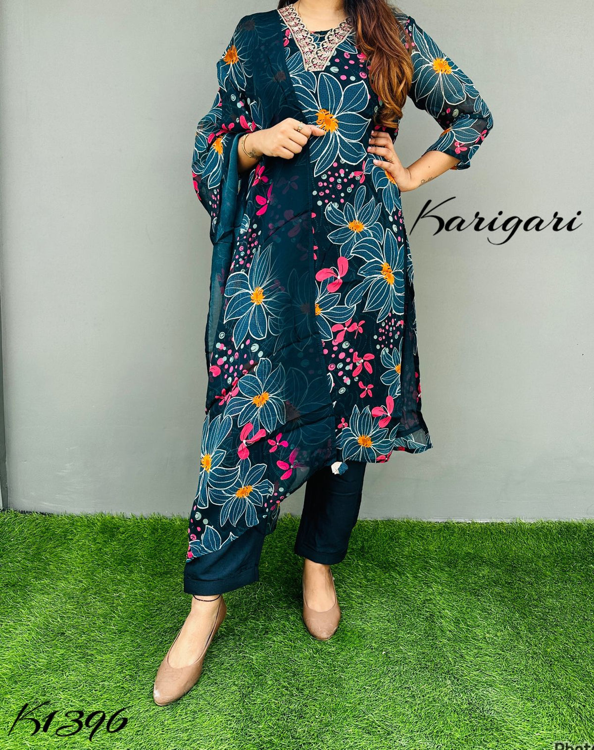 karigari by DKH k1396  Premium pure organza digital printed 3 pc suit set