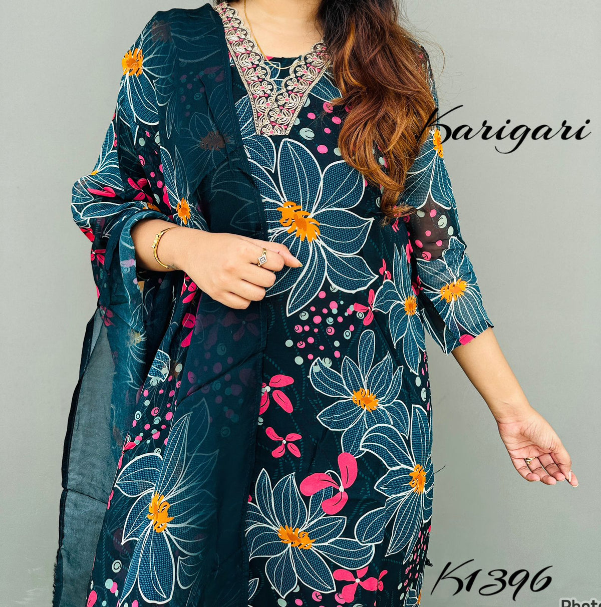 karigari by DKH k1396  Premium pure organza digital printed 3 pc suit set