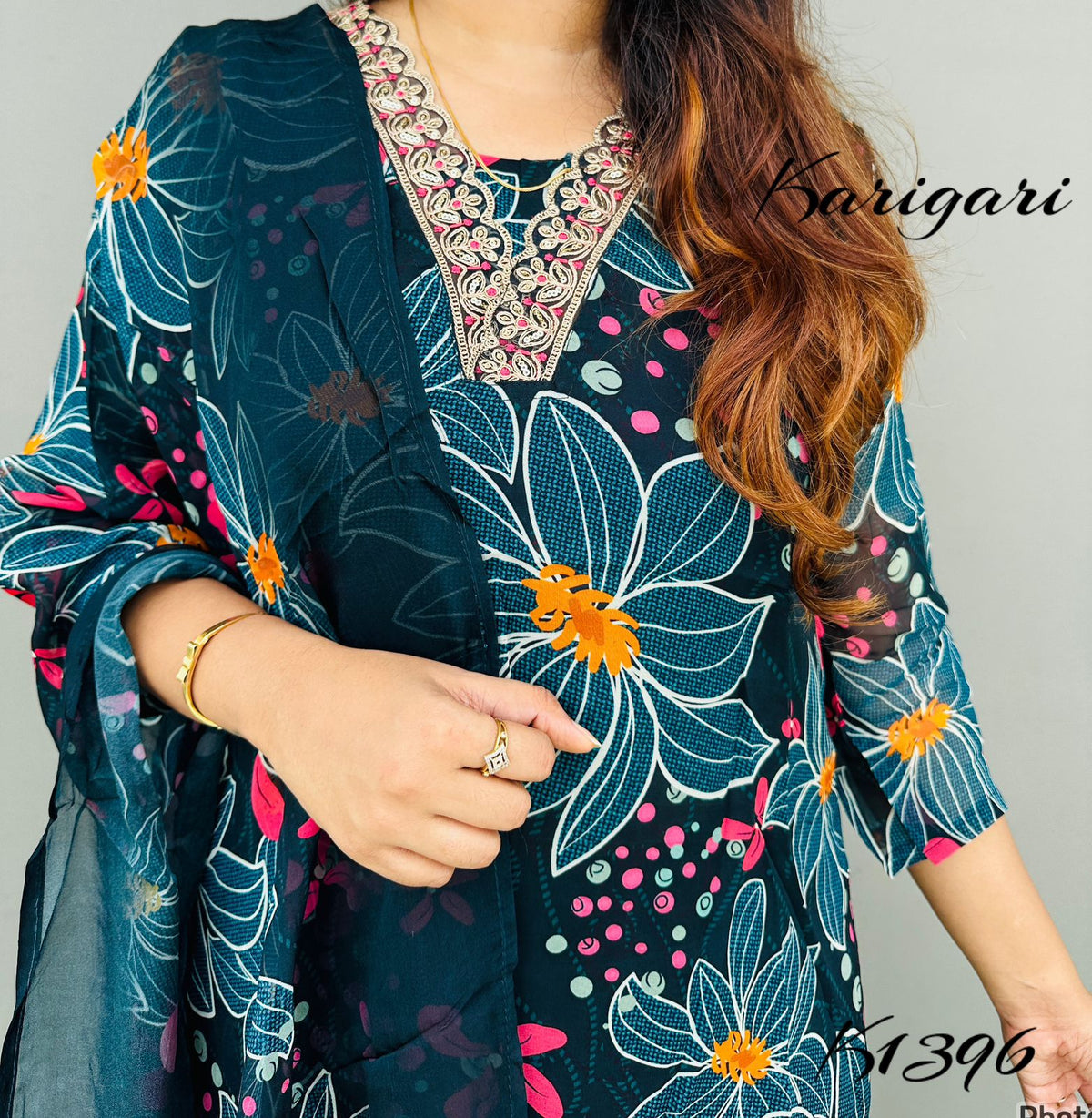 karigari by DKH k1396  Premium pure organza digital printed 3 pc suit set
