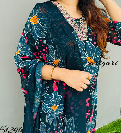 karigari by DKH k1396  Premium pure organza digital printed 3 pc suit set