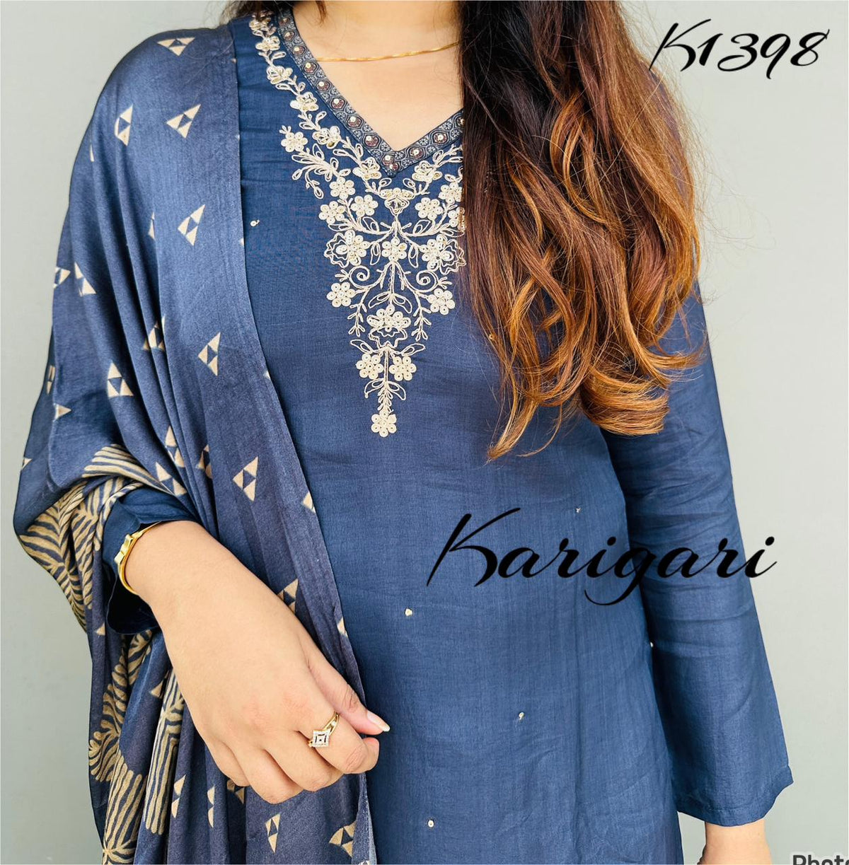 k1398 Premium chanderi silk 3 pc suit set