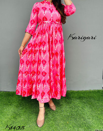 k1405 Premium Russian silk gown beautifully printed…