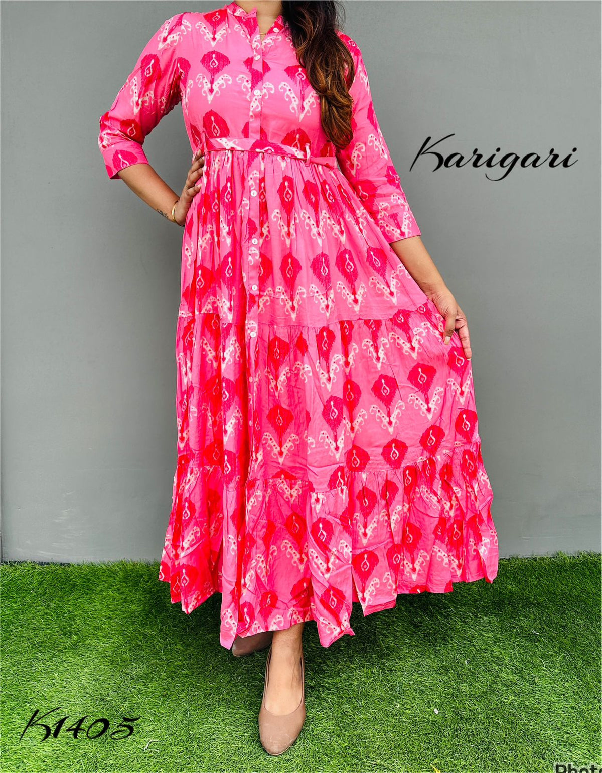 k1405 Premium Russian silk gown beautifully printed…