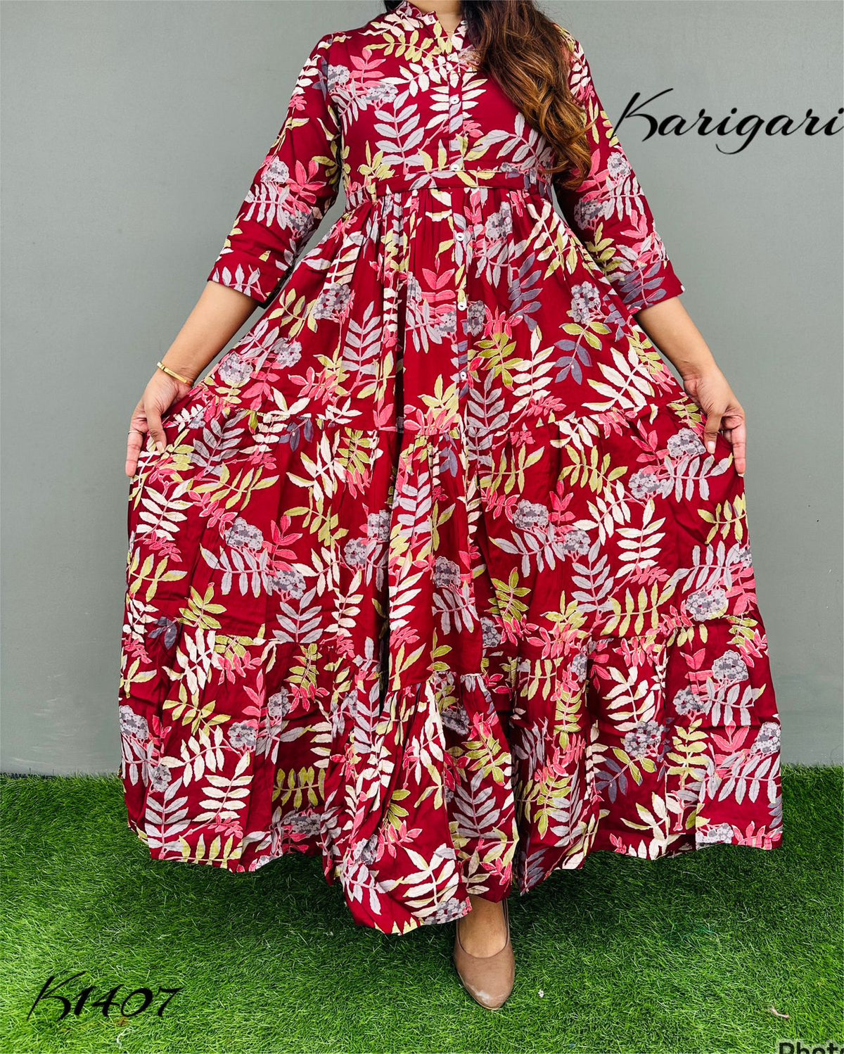 k1407 Premium Russian silk &nbsp;gown beautifully printed…