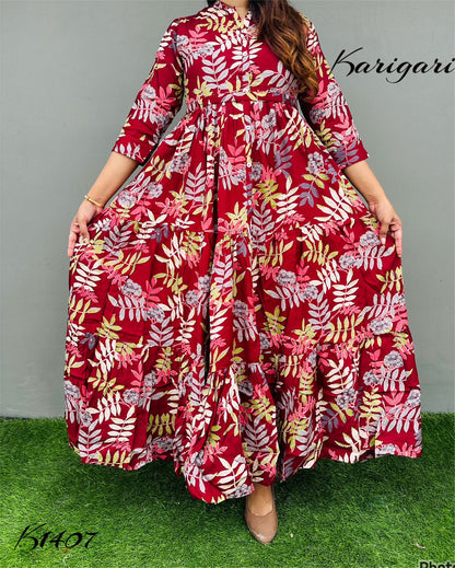 k1407 Premium Russian silk &nbsp;gown beautifully printed…