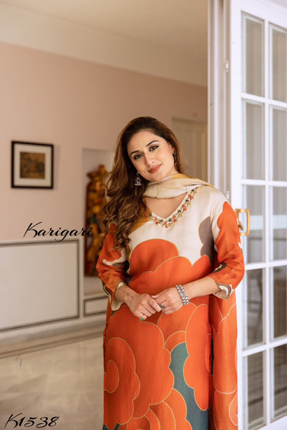 karigari by DKH k1537 Premium shimmer tissue 3 pc suit set