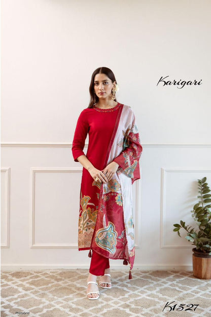 karigari by DKH K1527 Premium viscose muslin 3 pc suit set