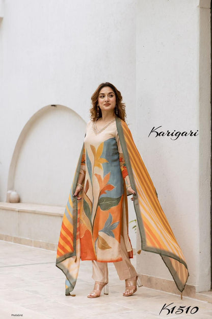 Karigari by DKH k1510 Premium shimmer tissue  3 pc suit set