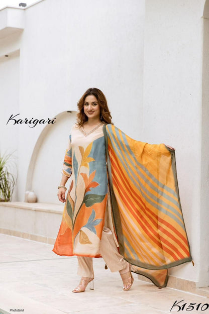Karigari by DKH k1510 Premium shimmer tissue  3 pc suit set