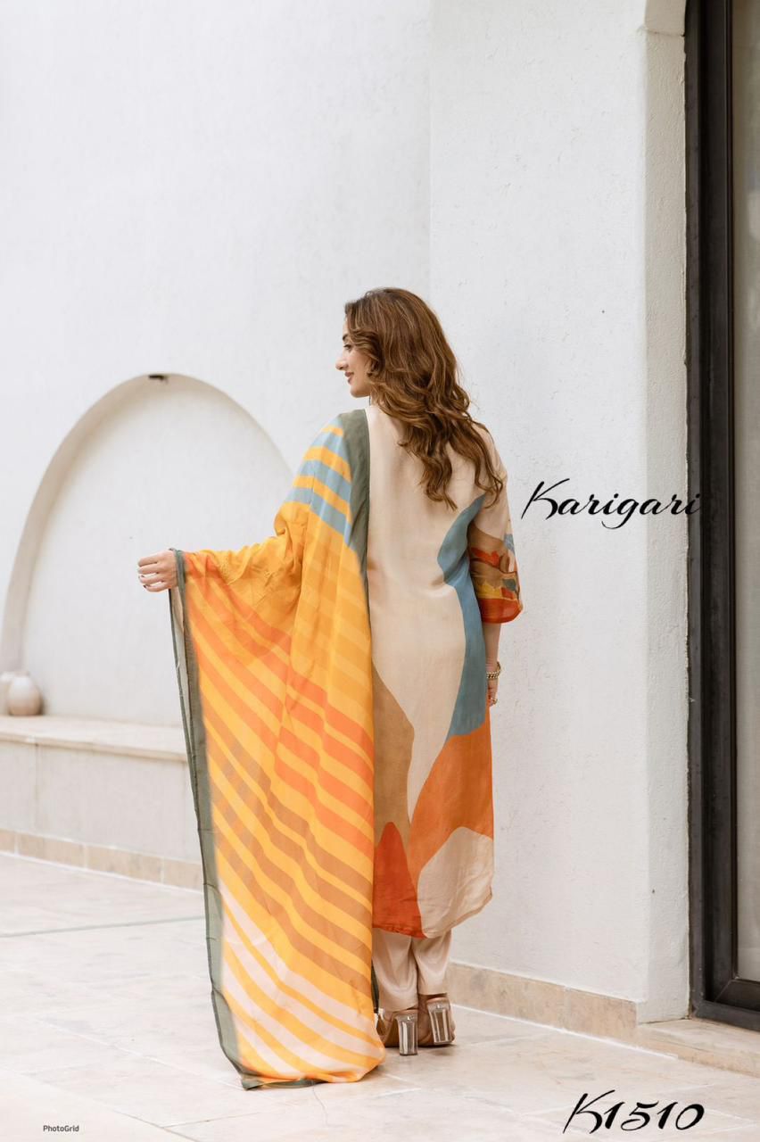 Karigari by DKH k1510 Premium shimmer tissue  3 pc suit set