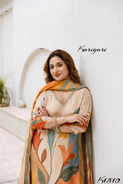 Karigari by DKH k1510 Premium shimmer tissue  3 pc suit set