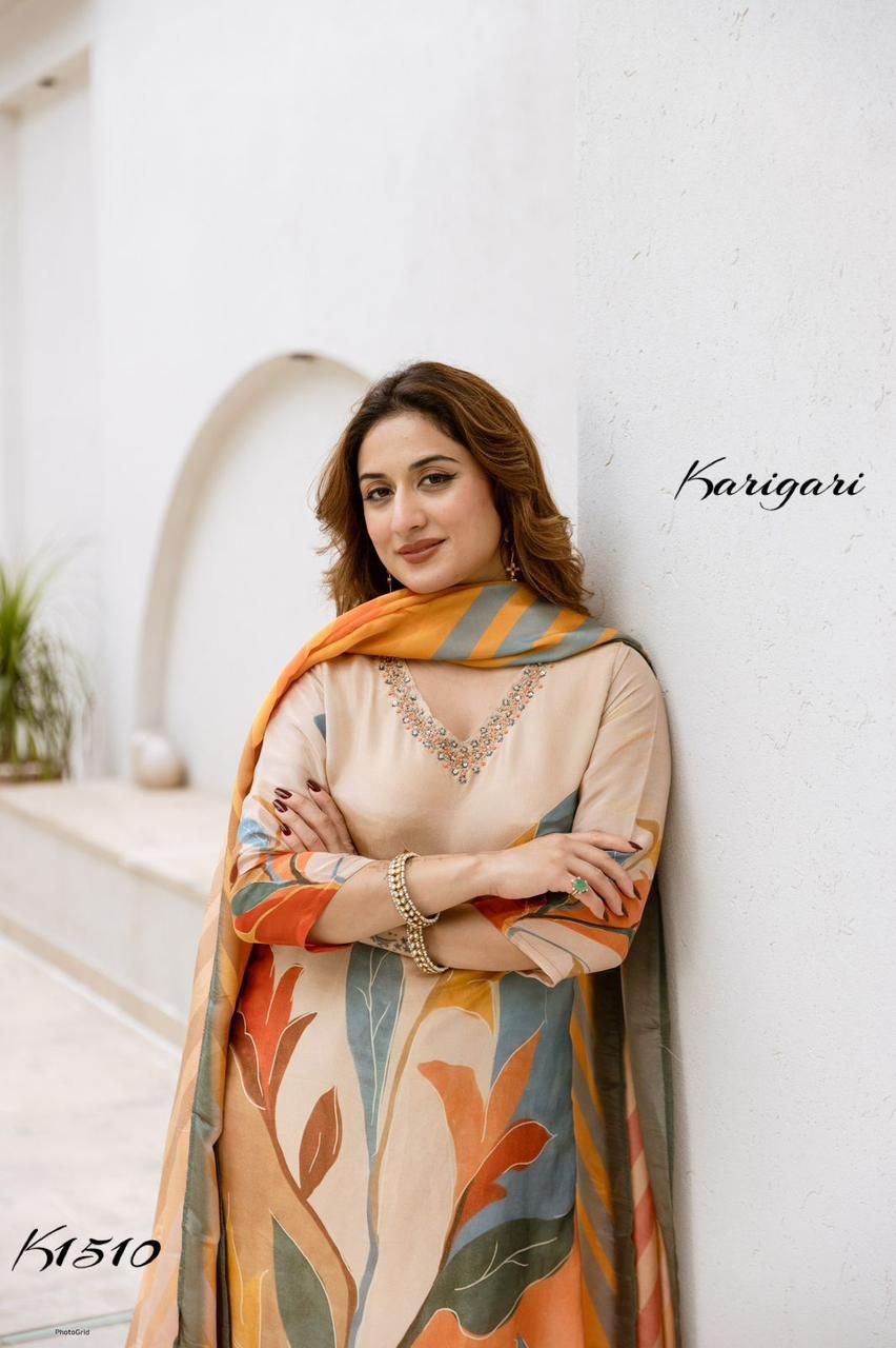 Karigari by DKH k1510 Premium shimmer tissue  3 pc suit set