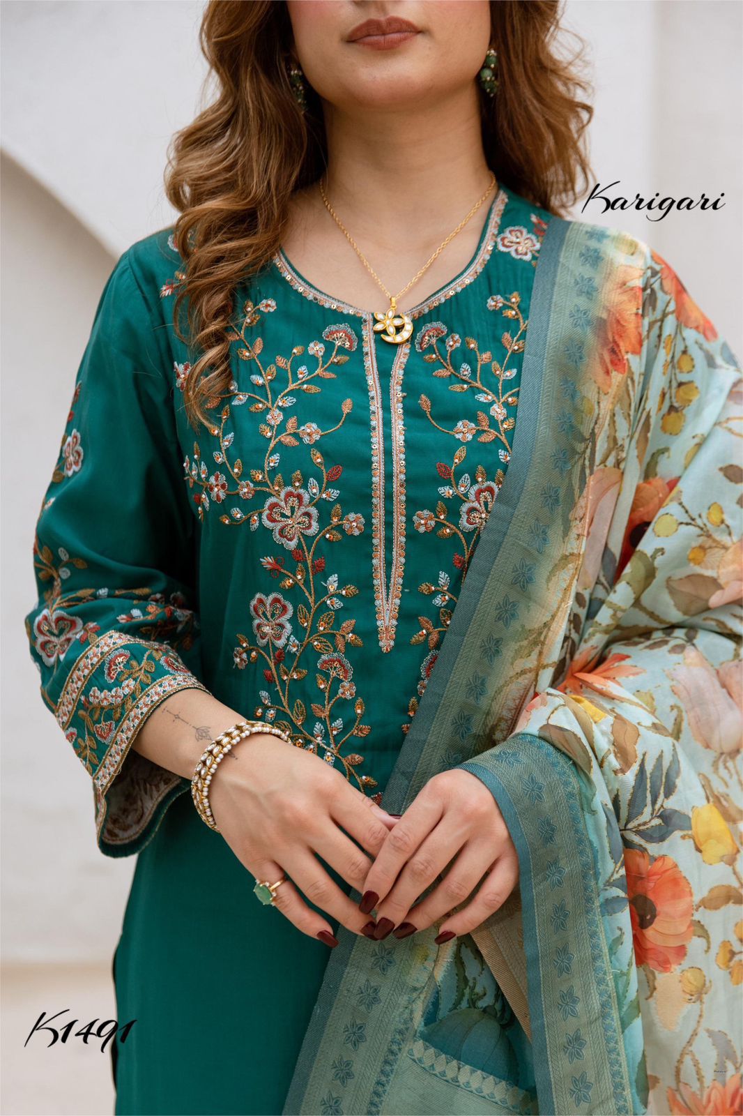 karigari by DKH k1491 Premium modal muslin 3 pc suit set