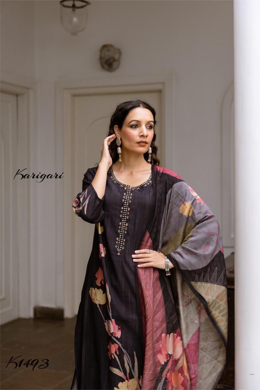 karigari by DKH k1493 Premium modal muslin 3 pc suit set