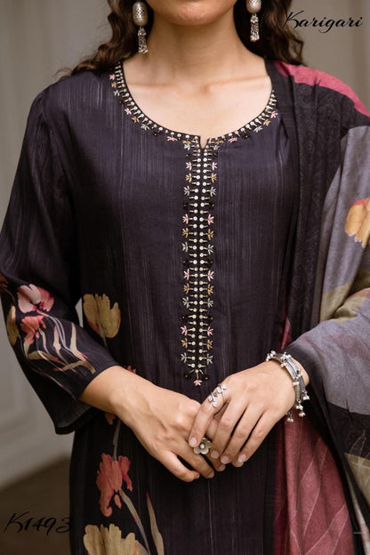 karigari by DKH k1493 Premium modal muslin 3 pc suit set