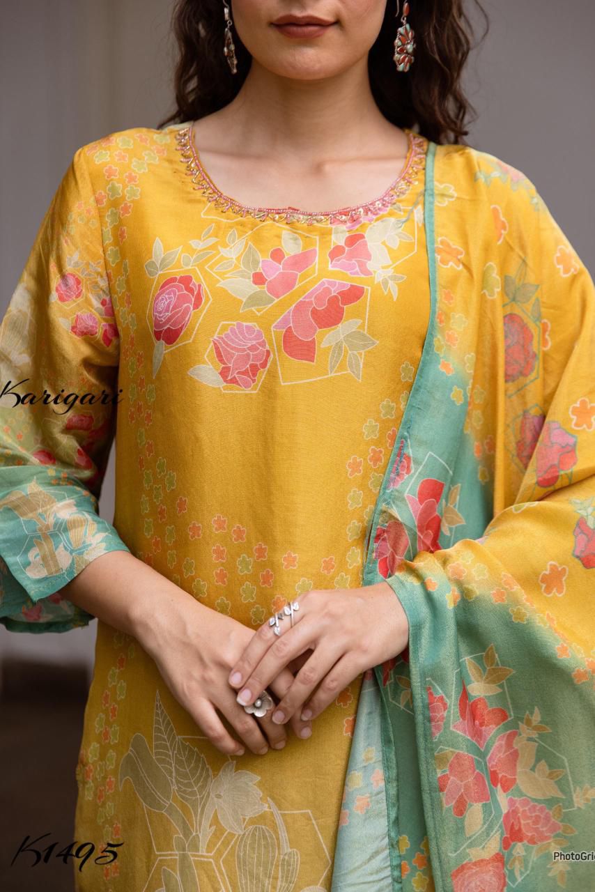 Karigari by DKH k1495 Premium tissue shimmer fabric