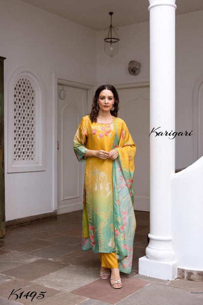 Karigari by DKH k1495 Premium tissue shimmer fabric